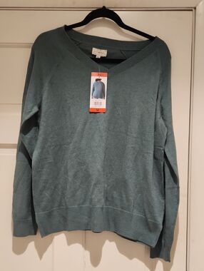 NWT Lucky Brand Women's V-Neck Casual Sweater in Seafoam Green Size M